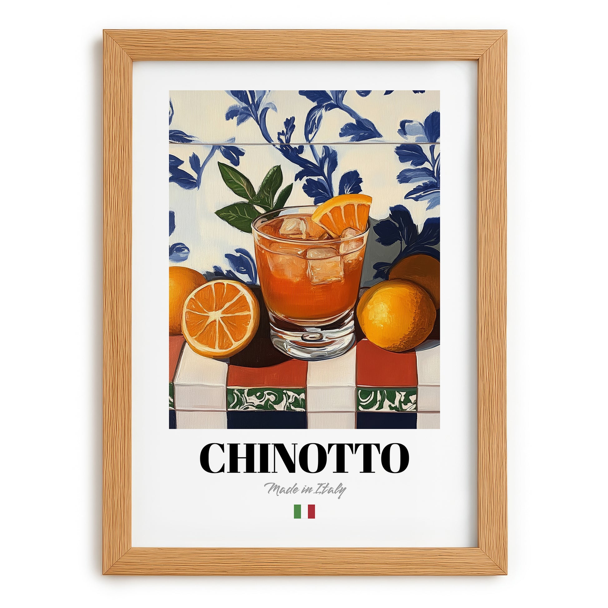 Chinotto – Italian Beverage Drink, Hotel Lobby Poster, set in oak frame