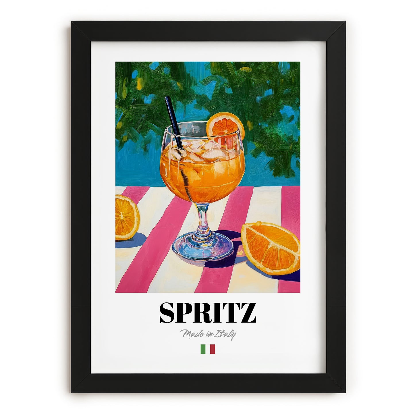 Spritz – Italian Cocktail Drink, Beach Bar Wall Decor, in sleek black frame