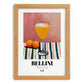 Bellini – Italian Cocktail Drink, Beach Bar Illustration, set in oak frame