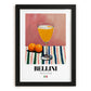 Bellini – Italian Cocktail Drink, Beach Bar Illustration, in sleek black frame