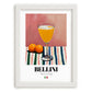 Bellini – Italian Cocktail Drink, Beach Bar Illustration, placed in minimal white frame