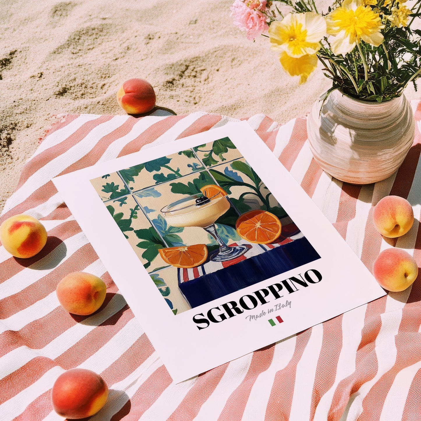 Sgroppino – Italian Cocktail Drink, Beach Bar Print, unframed on coastal sand
