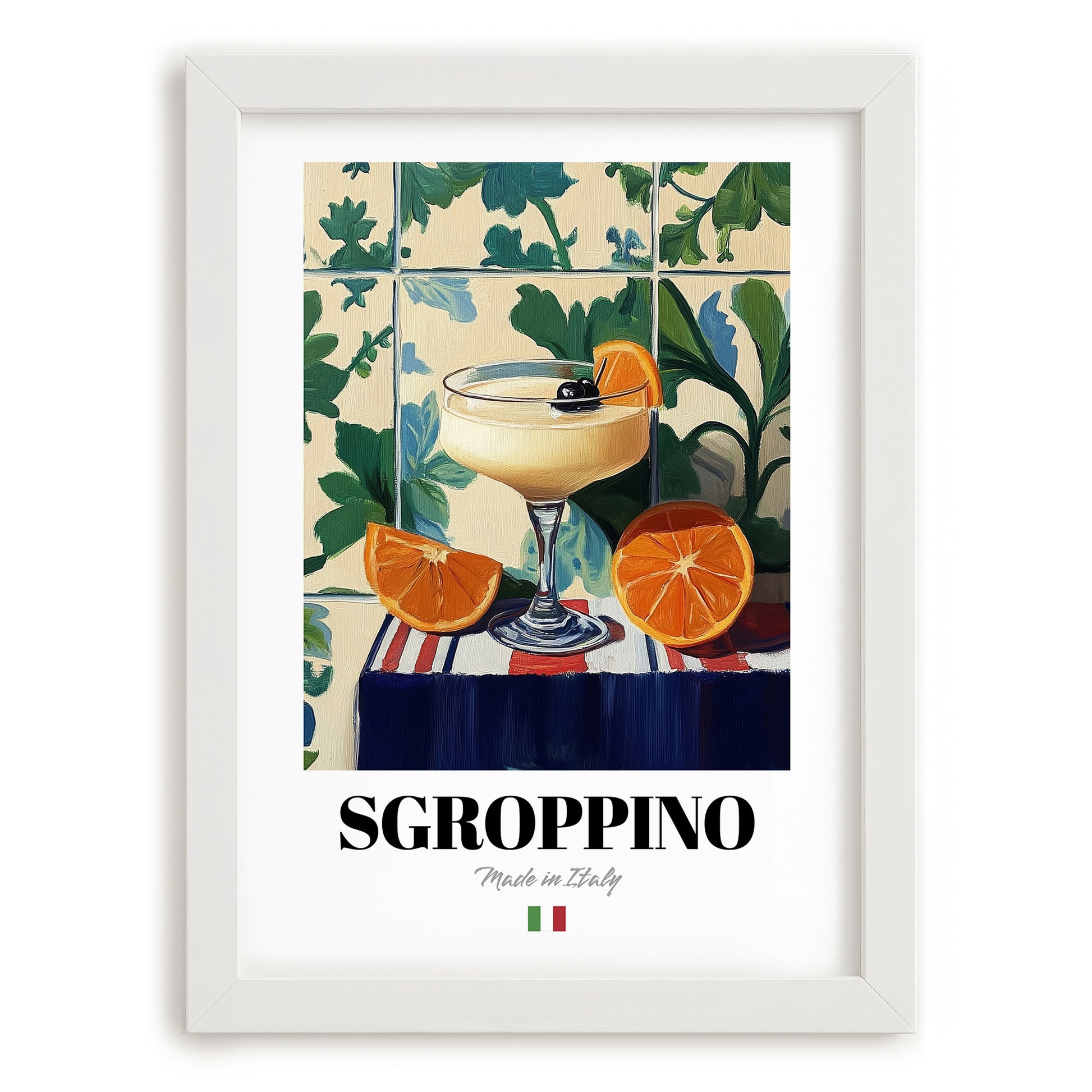 Sgroppino – Italian Cocktail Drink, Beach Bar Print, placed in minimal white frame