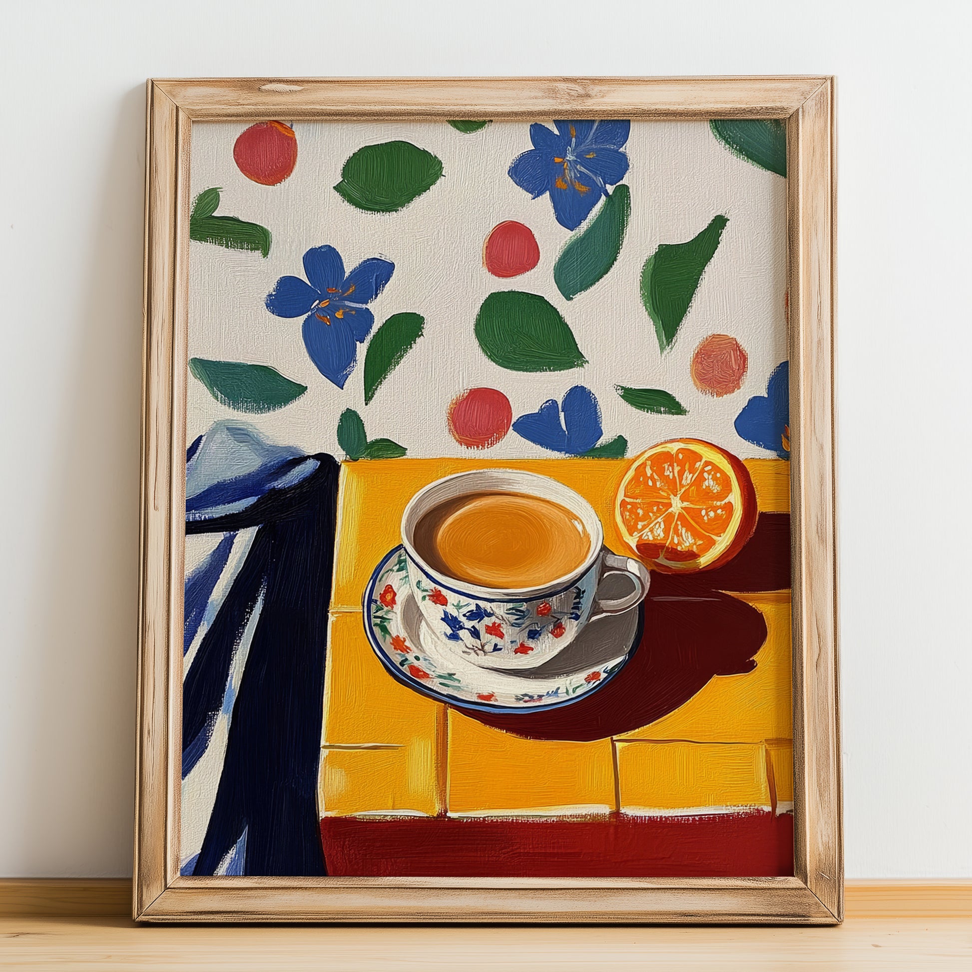 Caffè Ristretto – Italian Coffee, Street Café Poster, no-text version framed in wood