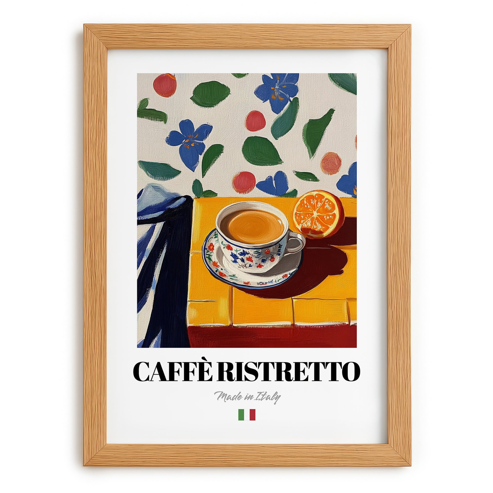 Caffè Ristretto – Italian Coffee, Street Café Poster, set in oak frame