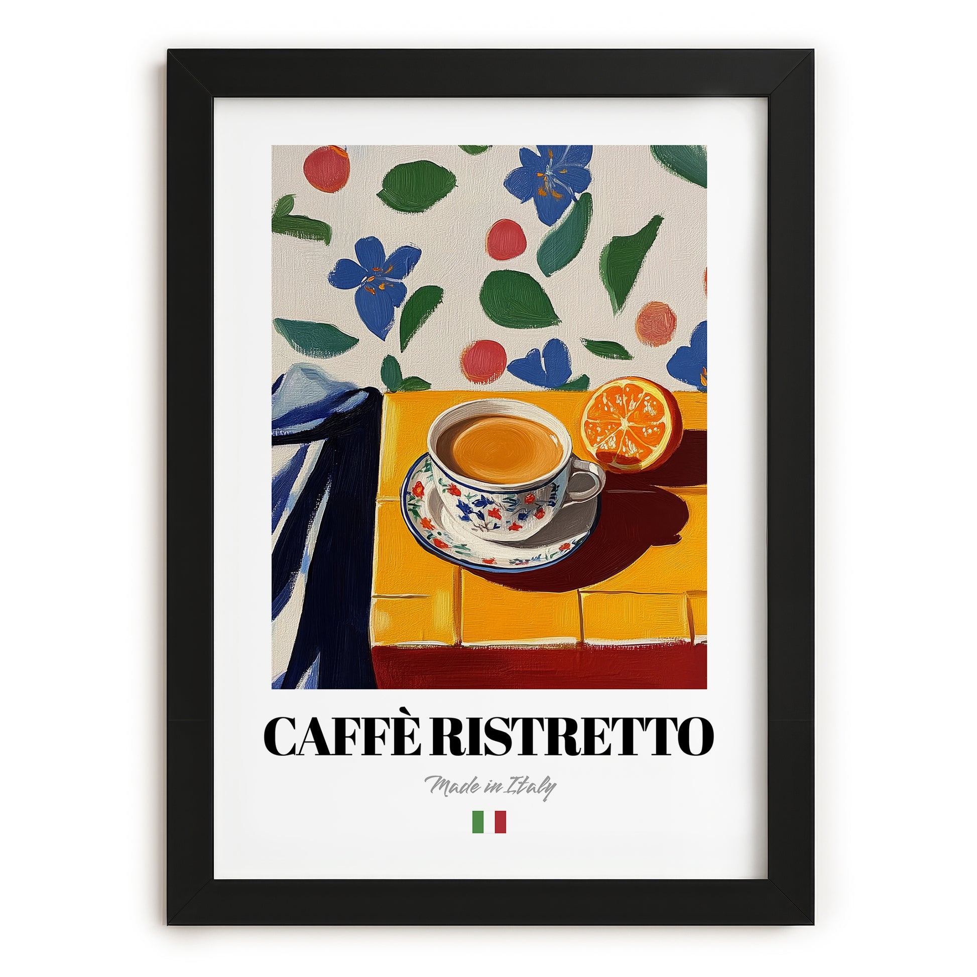 Caffè Ristretto – Italian Coffee, Street Café Poster, in sleek black frame