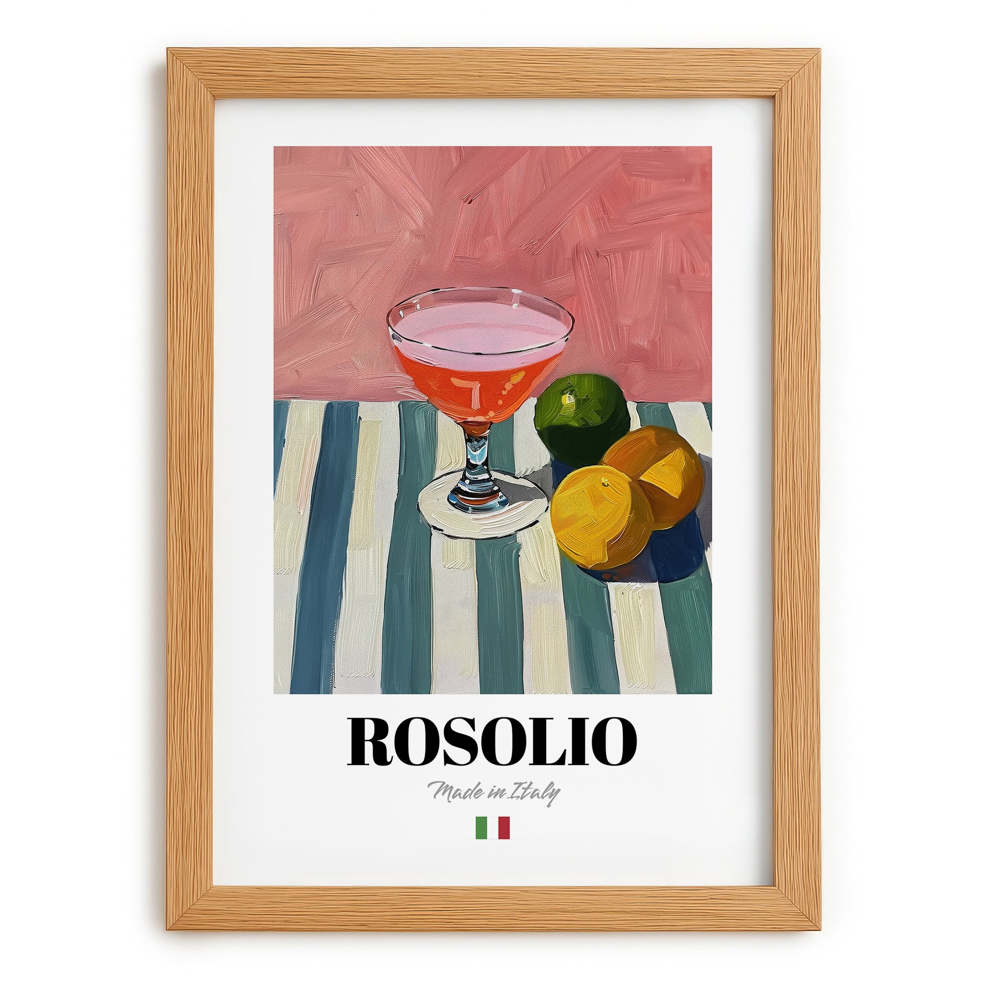 Rosolio – Italian Liqueur Drink, Rooftop Terrace Poster, set in oak frame