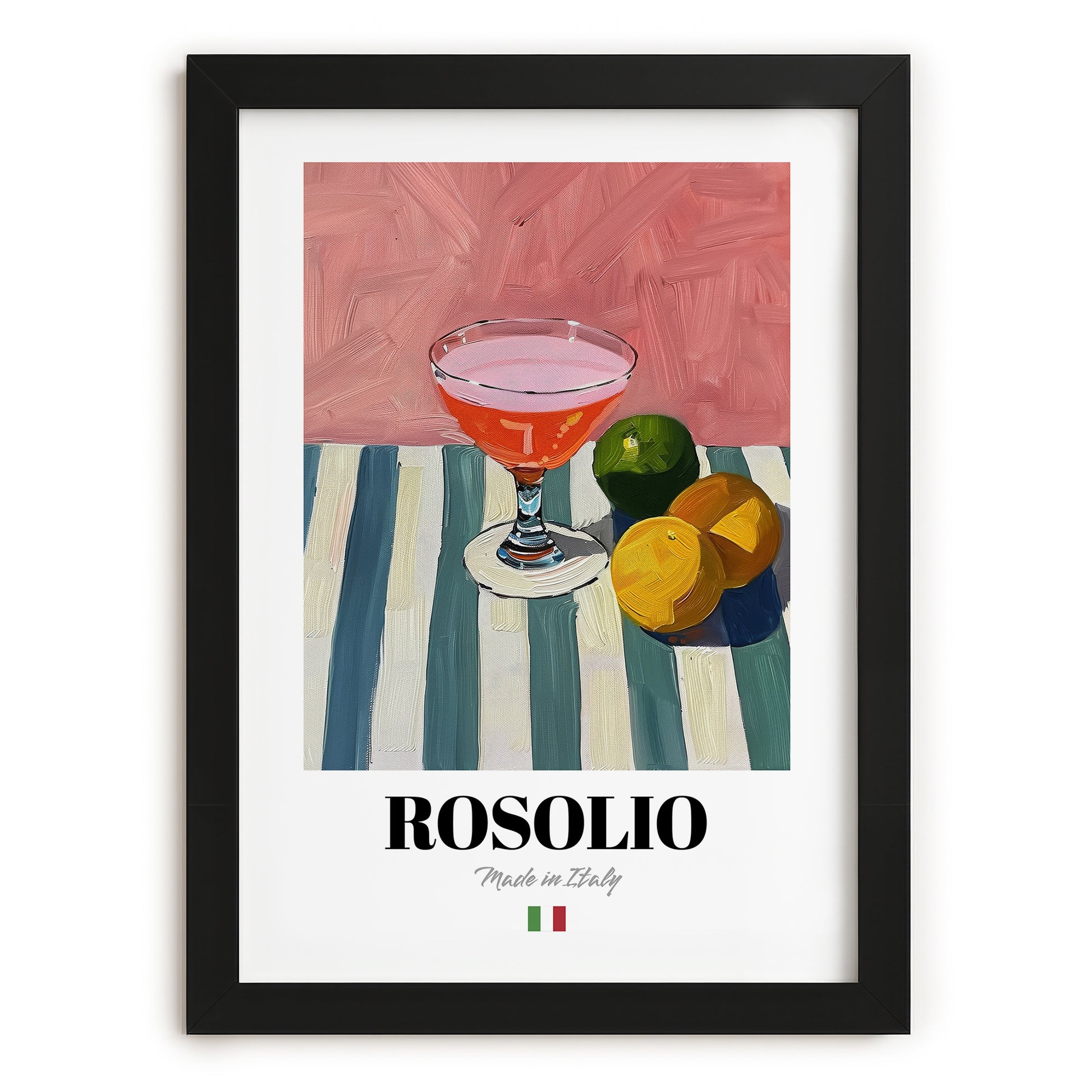 Rosolio – Italian Liqueur Drink, Rooftop Terrace Poster, in sleek black frame