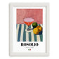 Rosolio – Italian Liqueur Drink, Rooftop Terrace Poster, placed in minimal white frame