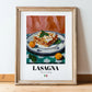 Lasagna – Italian Pasta, Trattoria Still Life, in wooden frame leaning on the floor