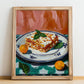 Lasagna – Italian Pasta, Trattoria Still Life, no-text version framed in wood