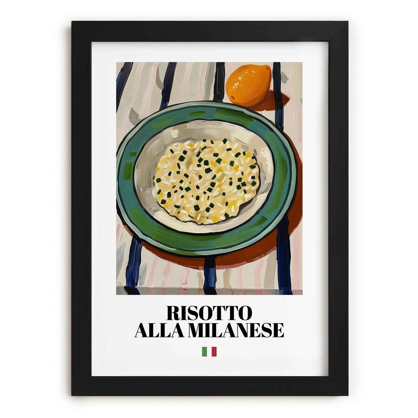 Risotto alla Milanese – Italian Rice Dish, Café Wall Art, in sleek black frame