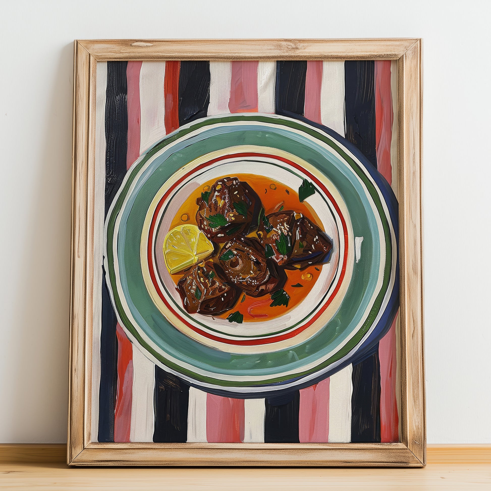 Ossobuco – Italian Stew Dish, Restaurant Poster, no-text version framed in wood
