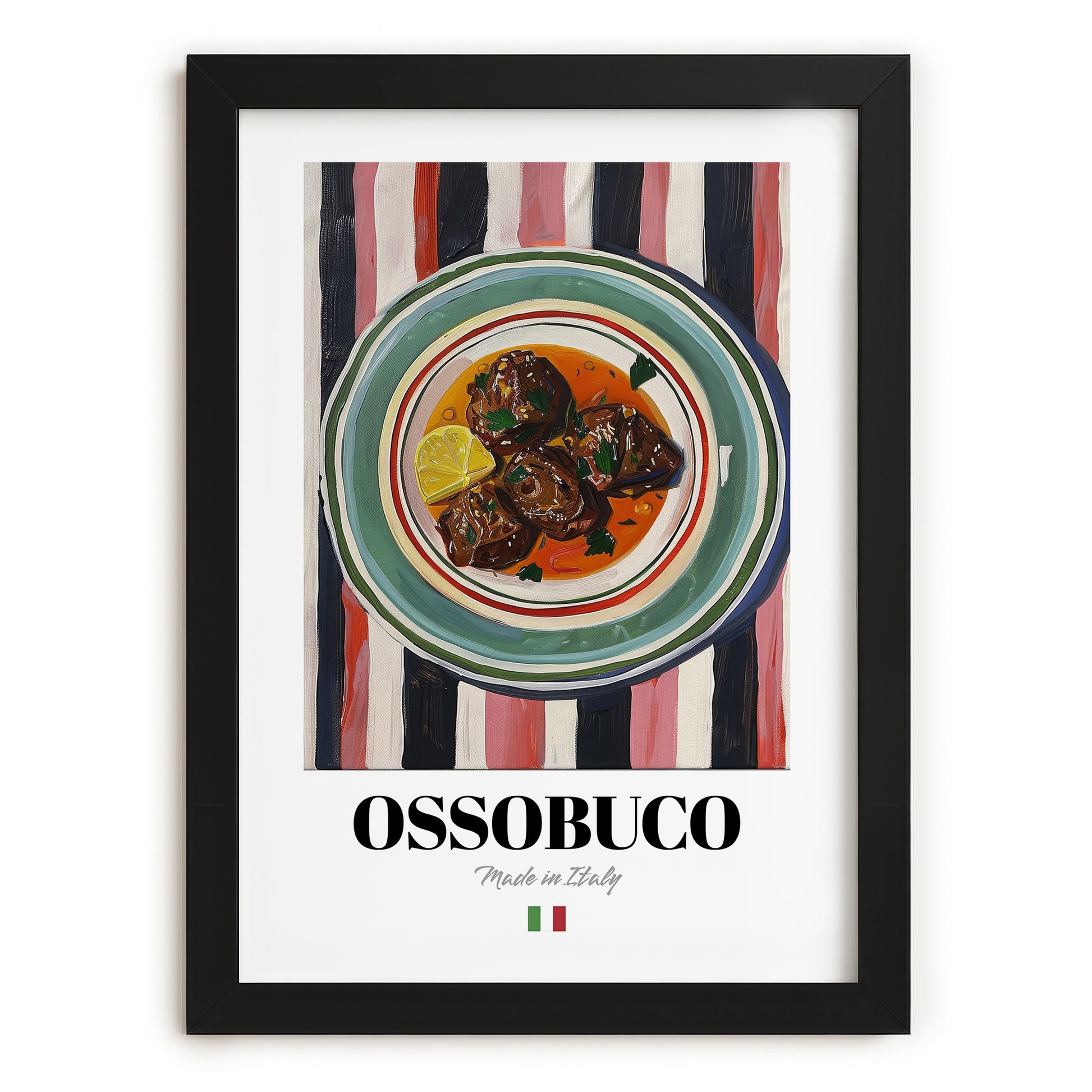 Ossobuco – Italian Stew Dish, Restaurant Poster, in sleek black frame