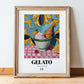 Gelato – Italian Ice Cream Gelato, Gelateria Art, in wooden frame leaning on the floor
