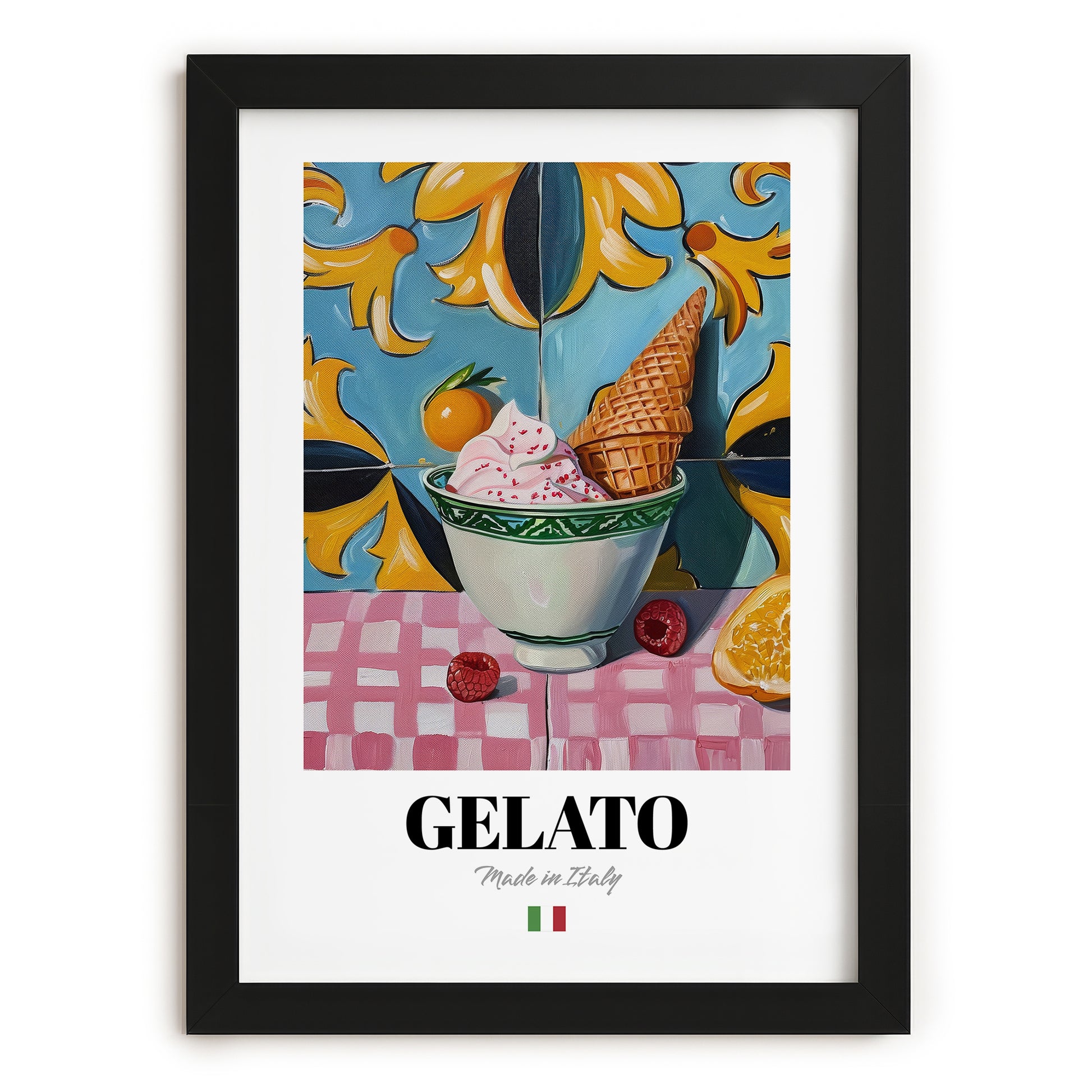 Gelato – Italian Ice Cream Gelato, Gelateria Art, in sleek black frame