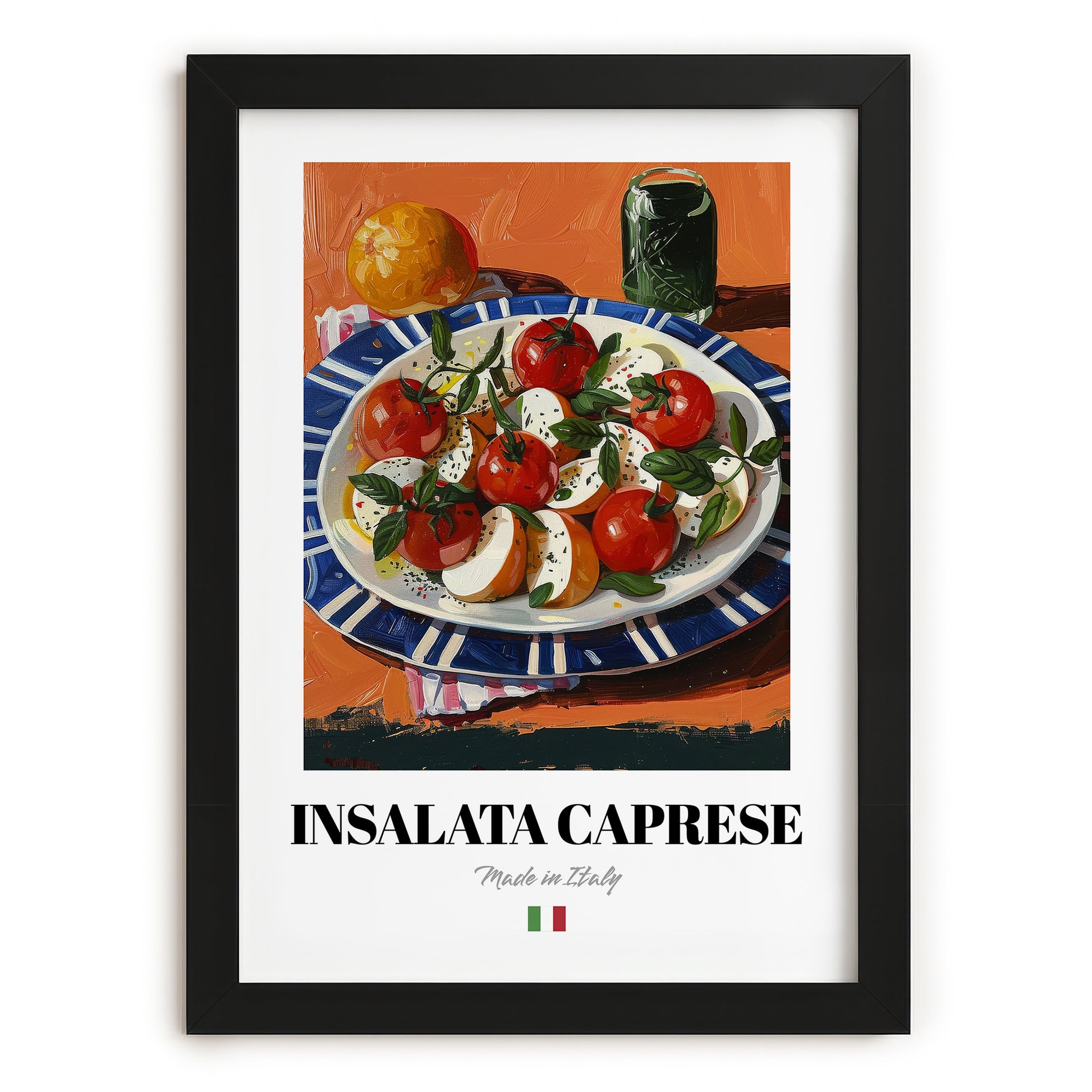 Insalata Caprese – Italian Salad Dish, Café Poster, in sleek black frame