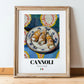 Cannoli – Italian Dessert Dish, Café Poster, in wooden frame leaning on the floor