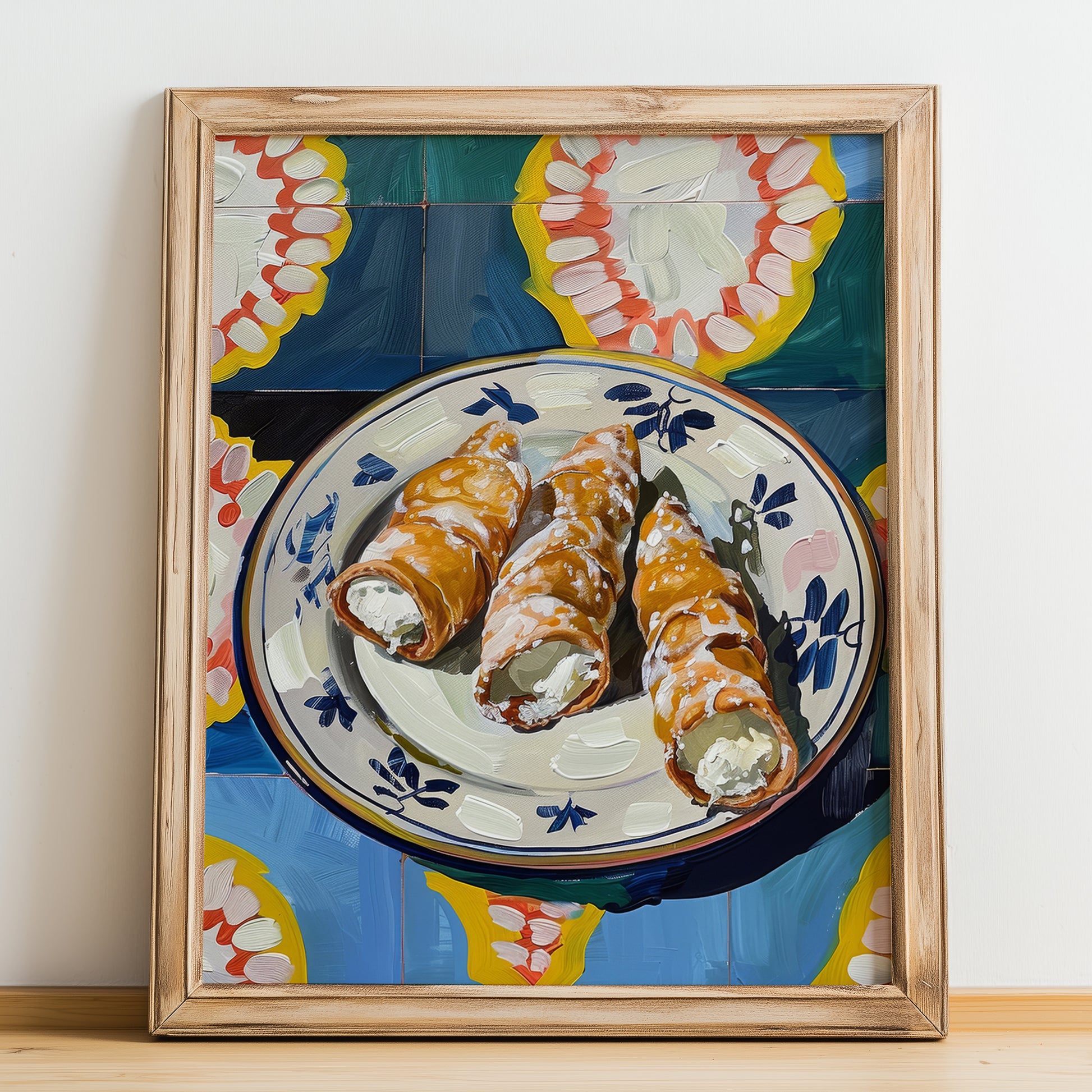 Cannoli – Italian Dessert Dish, Café Poster, no-text version framed in wood