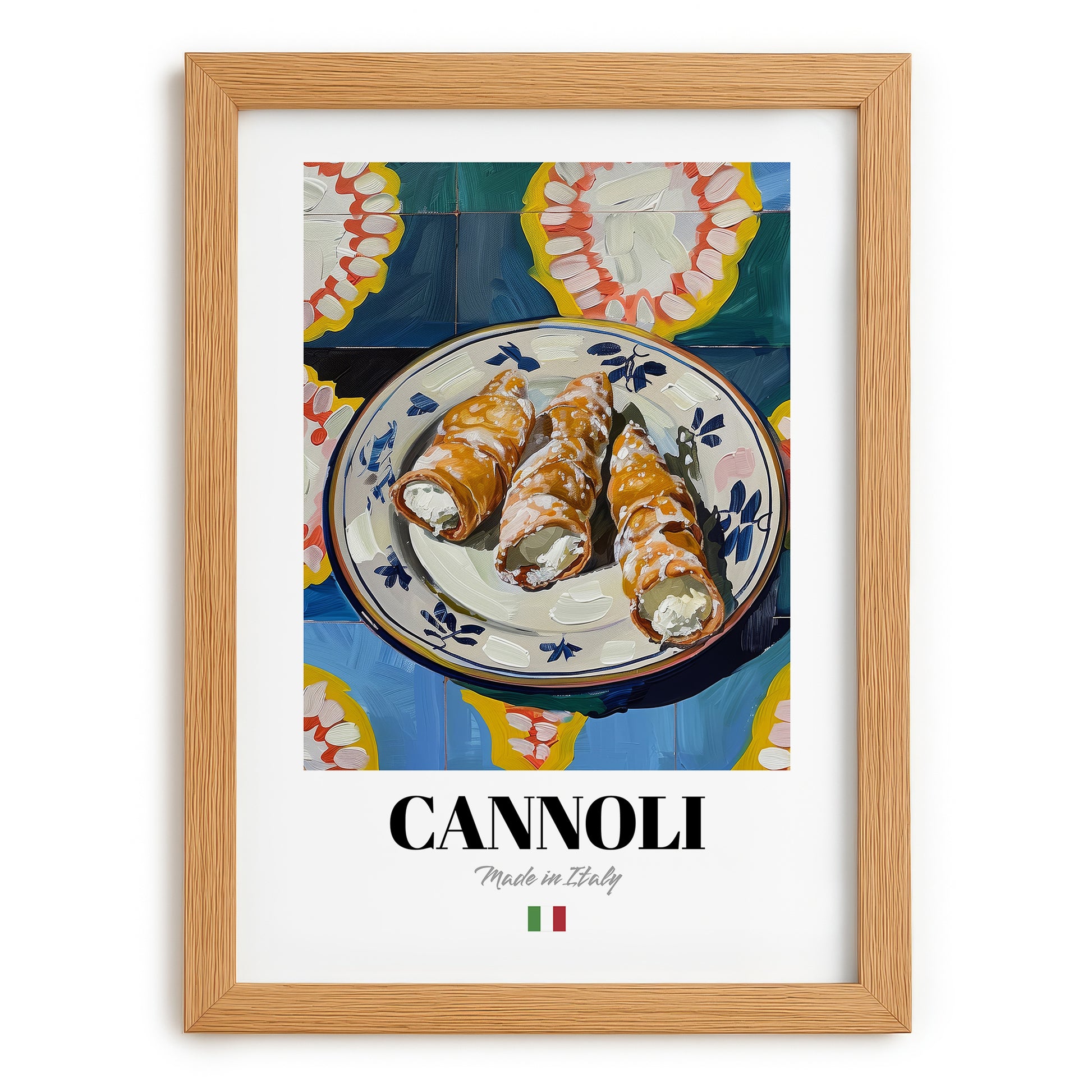 Cannoli – Italian Dessert Dish, Café Poster, set in oak frame