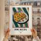 Focaccia – Italian Bread Dish, Food Bar Art, styled in a charming Paris street view