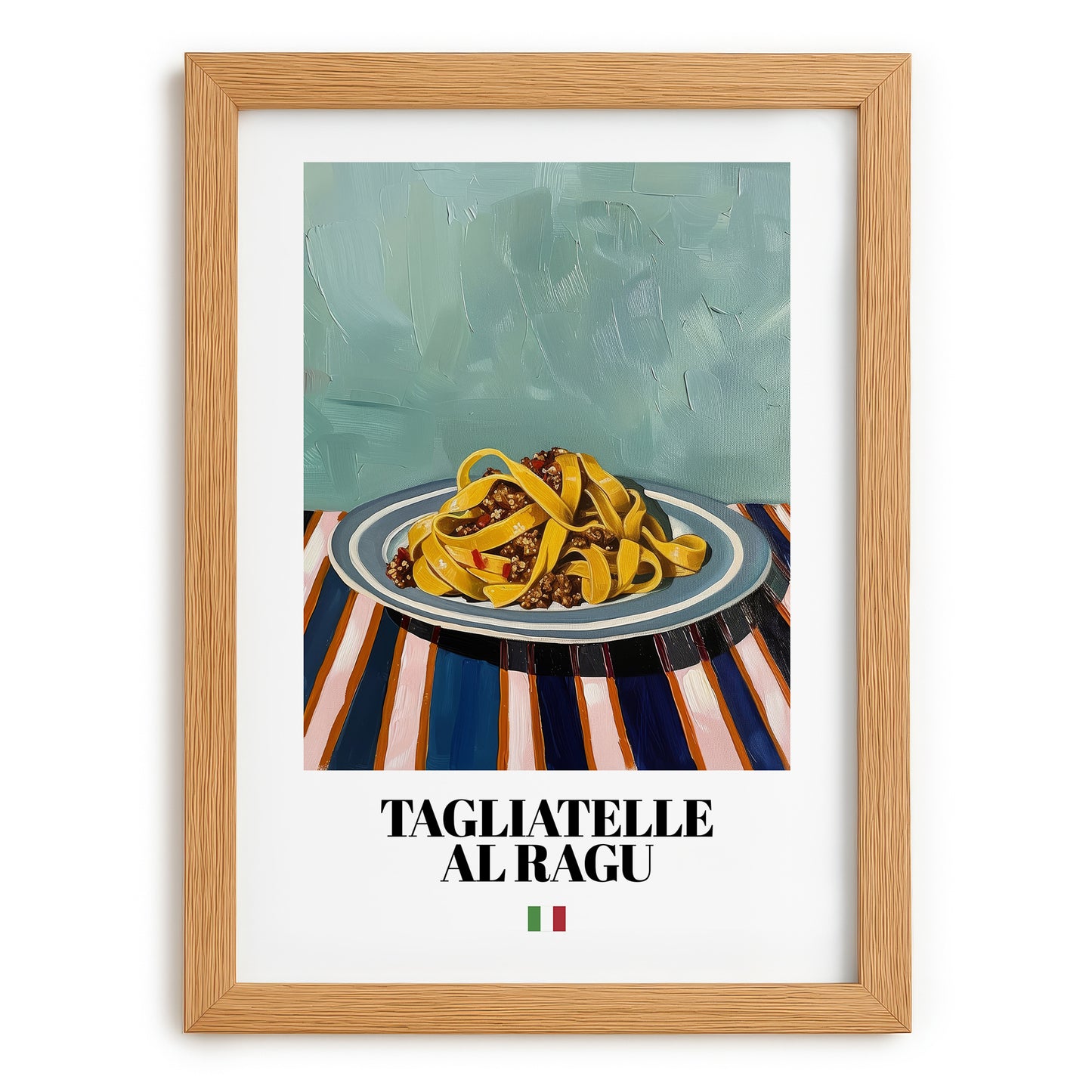 Tagliatelle al Ragu – Italian Pasta, Ristorante Painting, set in oak frame