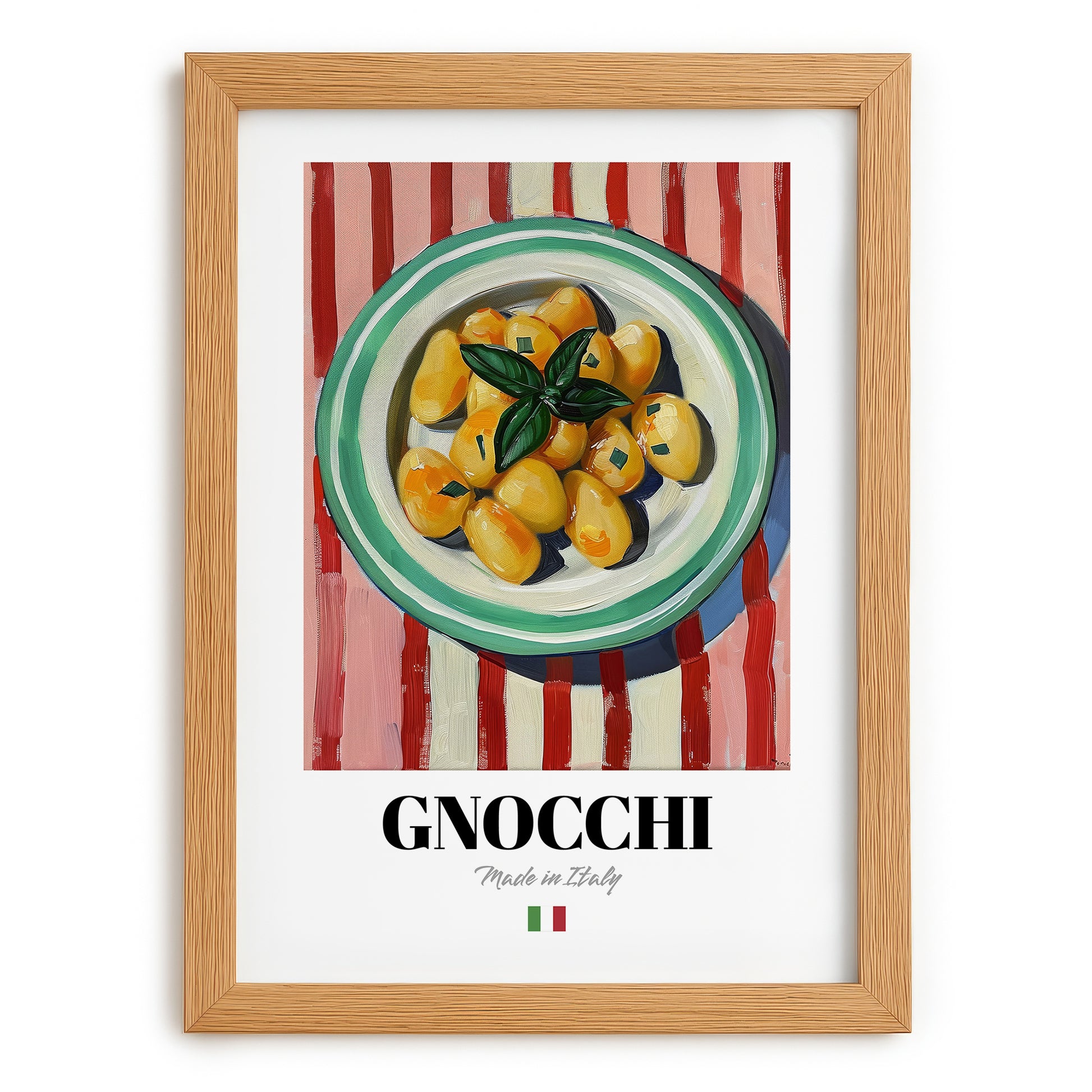 Gnocchi – Italian Pasta, Trattoria Still Life, set in oak frame