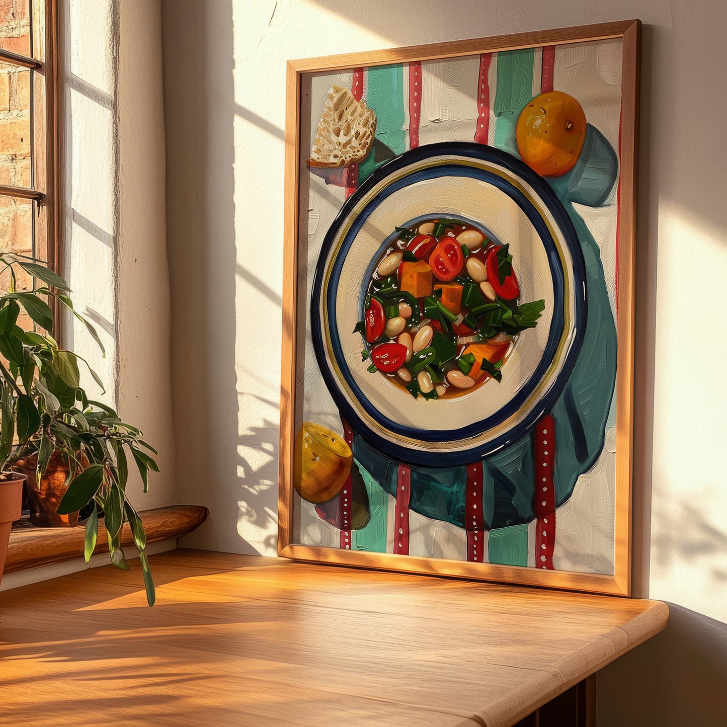 Minestrone – Italian Soup Dish, Café Still Life, clean layout with no caption