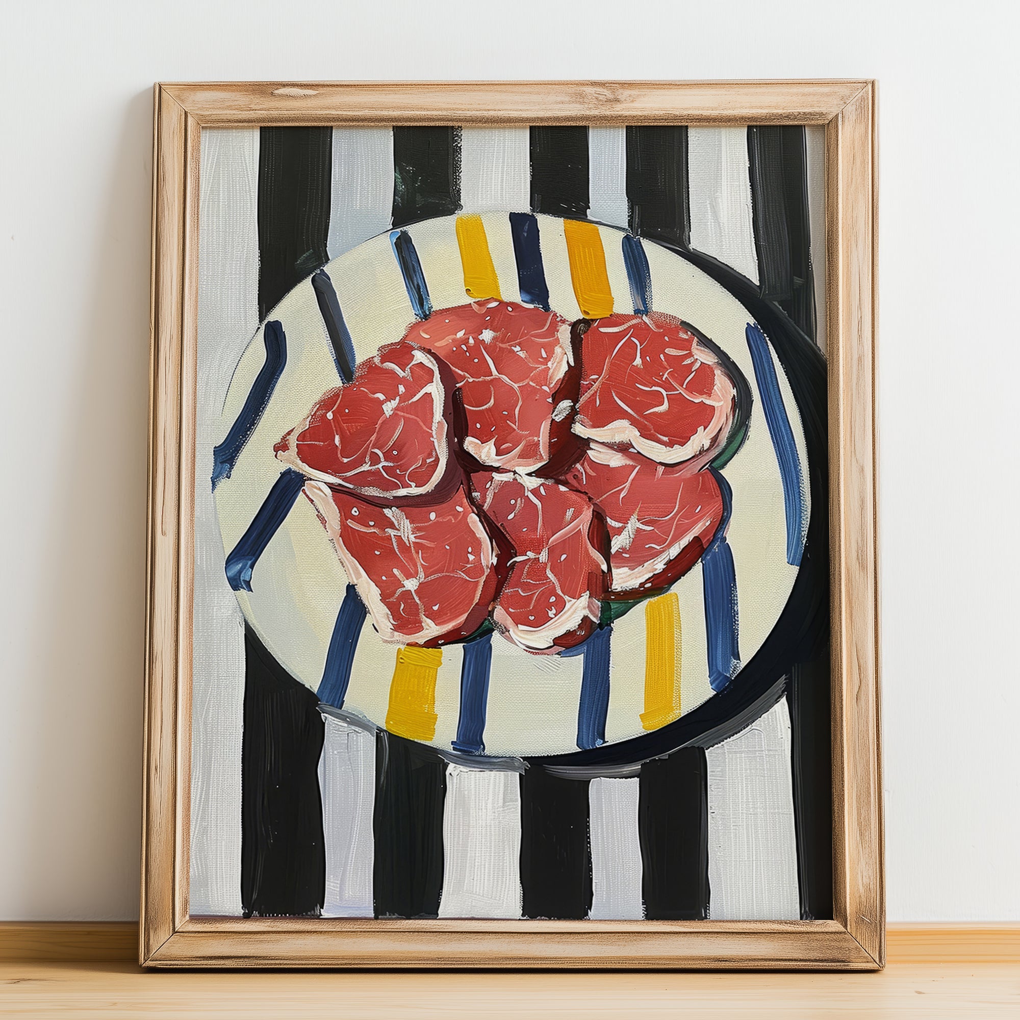 Carpaccio – Italian Meat Dish, Restaurant Still Life, no-text version framed in wood
