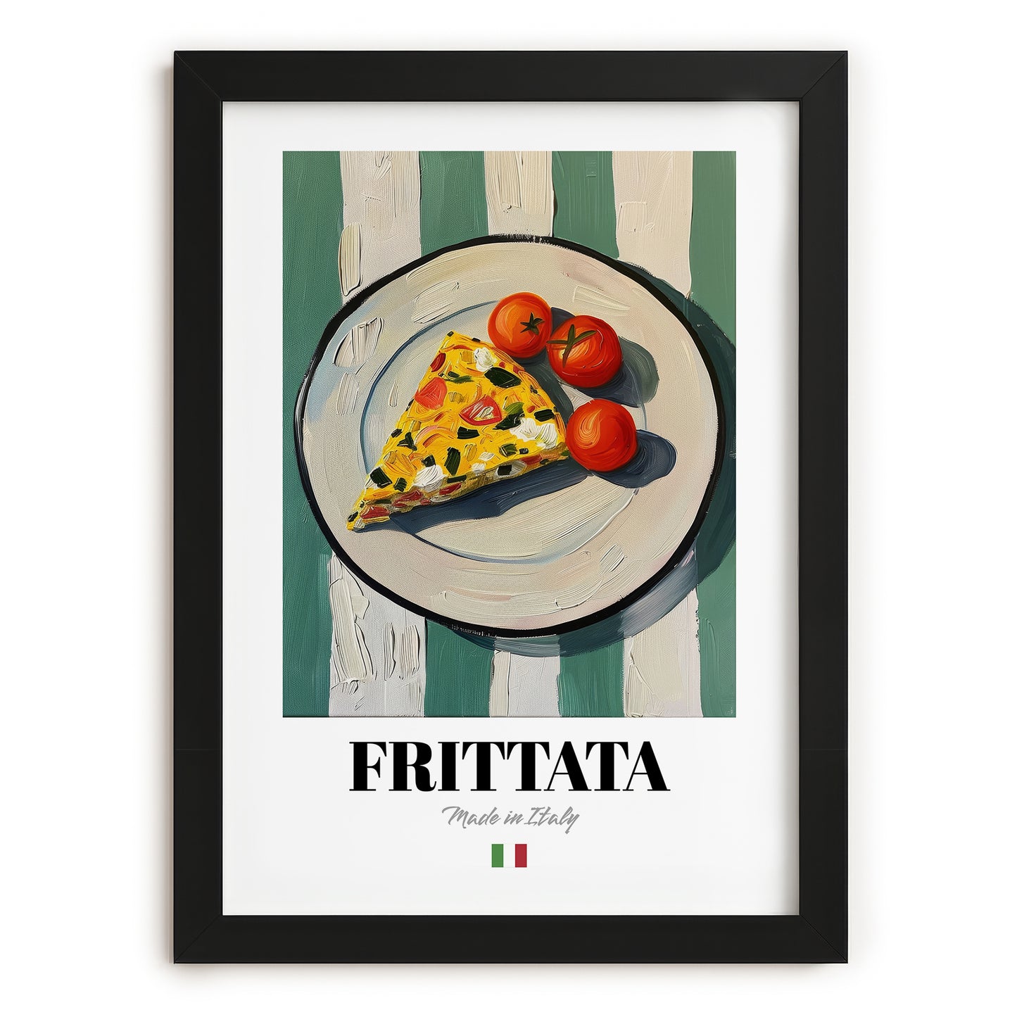 Frittata – Italian Snack Dish, Restaurant Painting, in sleek black frame