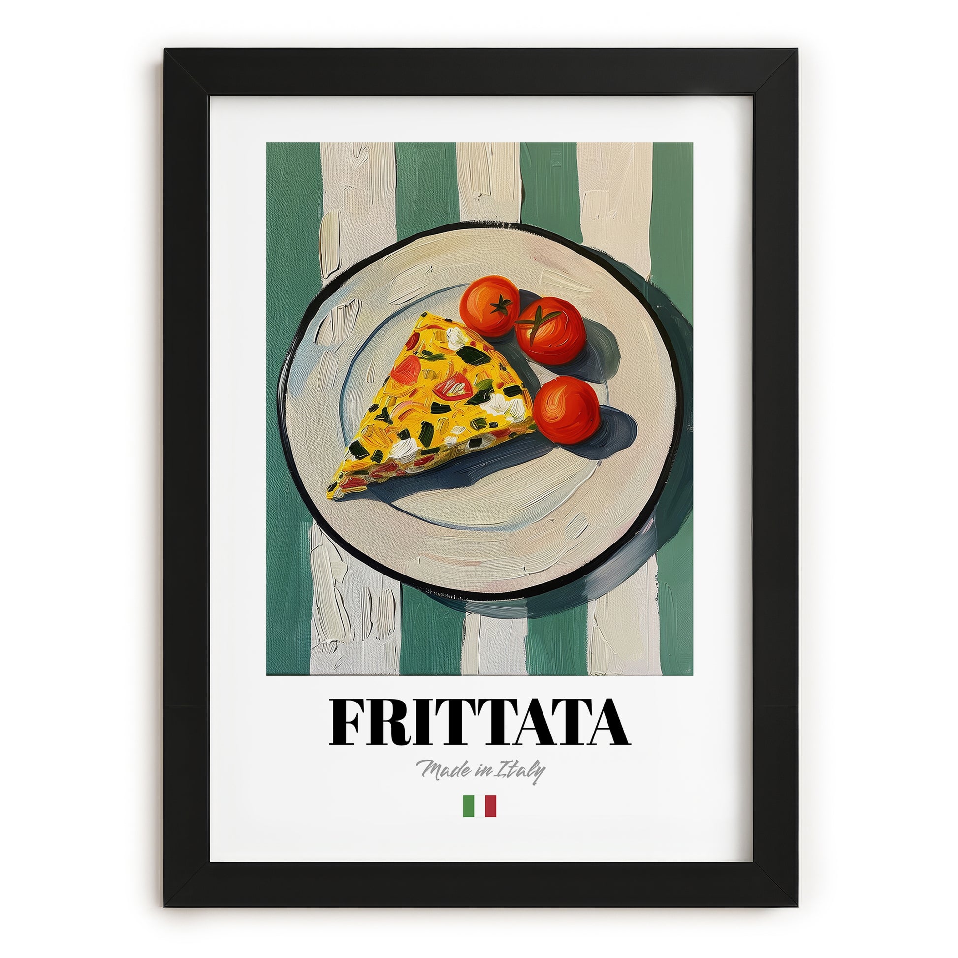 Frittata – Italian Snack Dish, Restaurant Painting, in sleek black frame