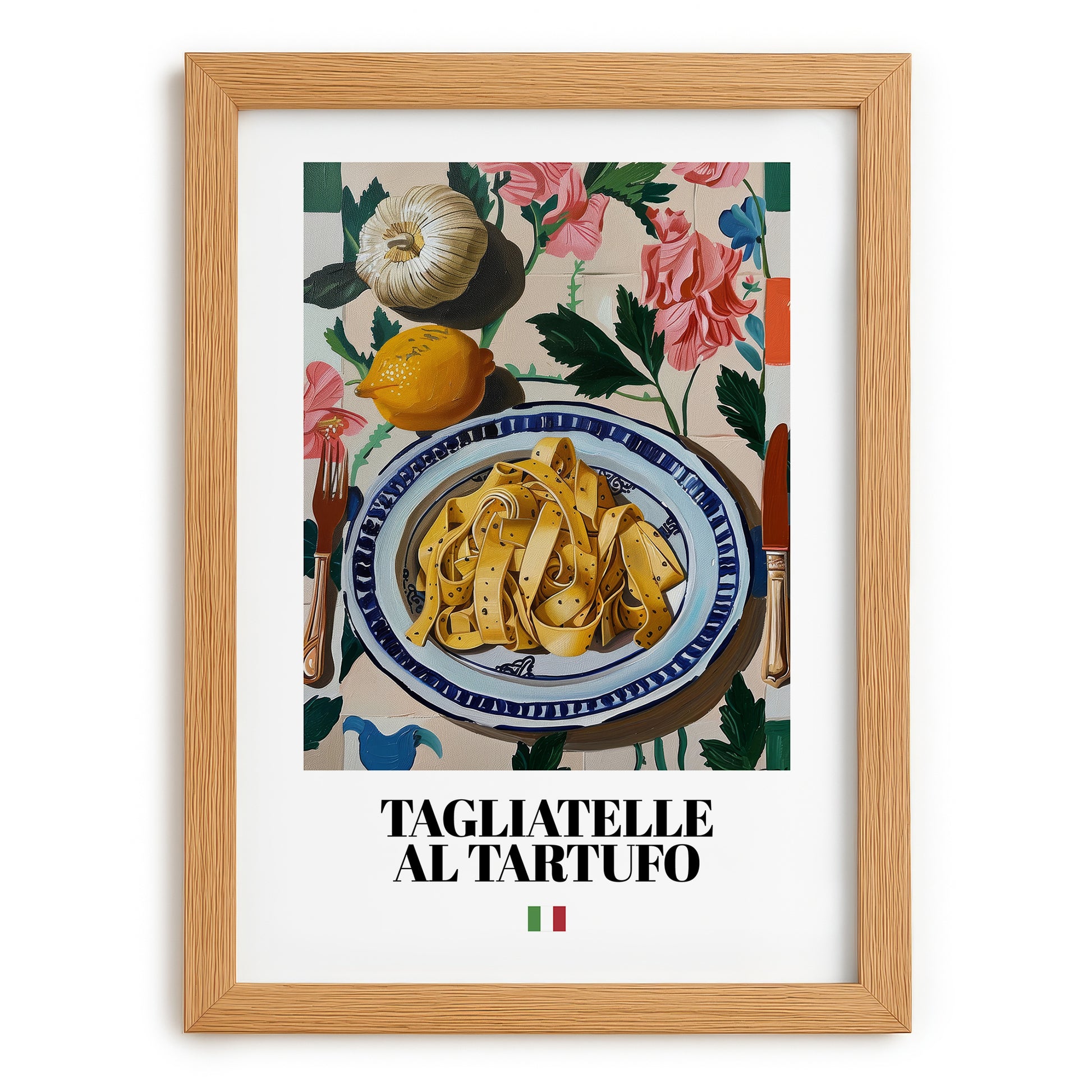 Tagliatelle al Tartufo – Italian Pasta, Ristorante Painting, set in oak frame