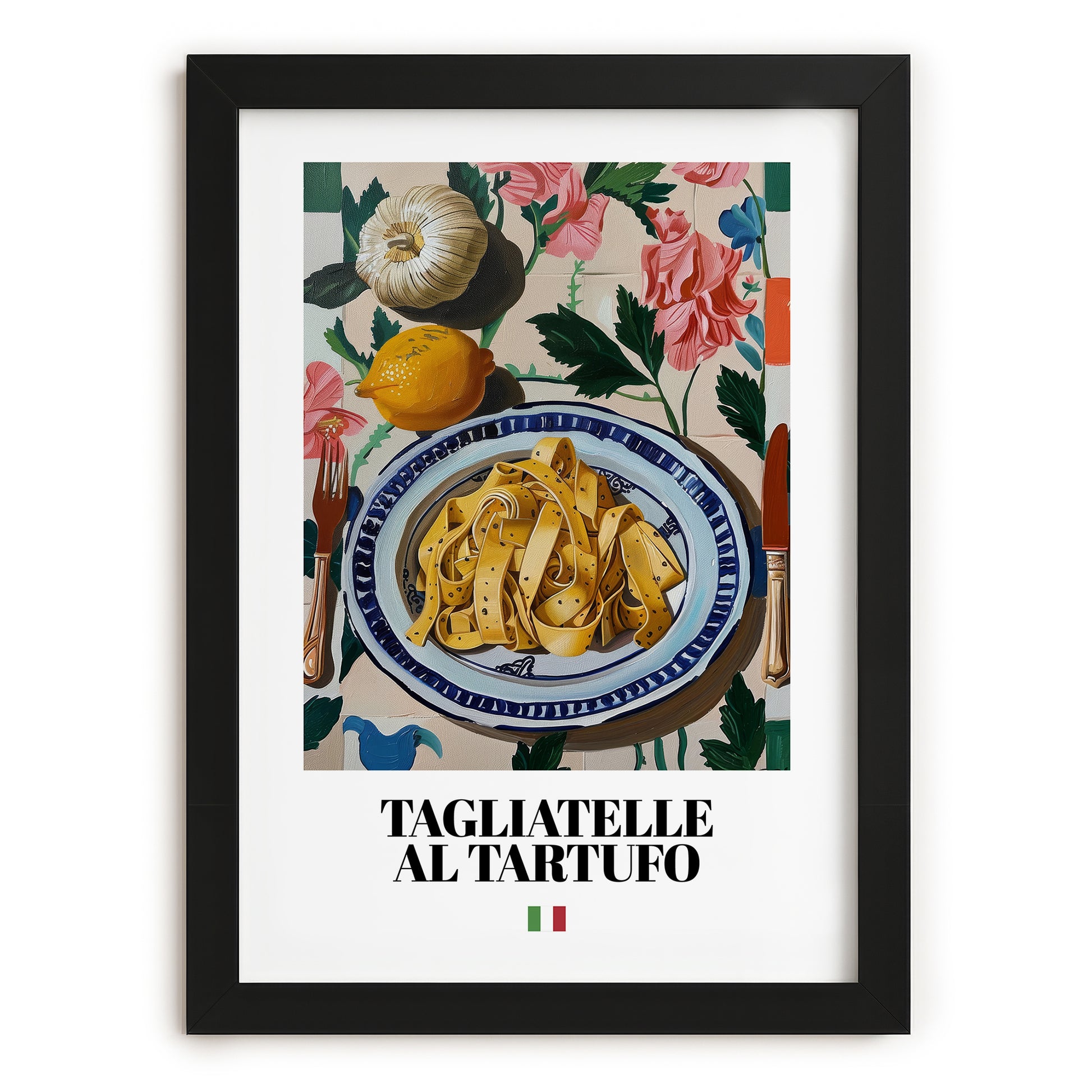 Tagliatelle al Tartufo – Italian Pasta, Ristorante Painting, in sleek black frame