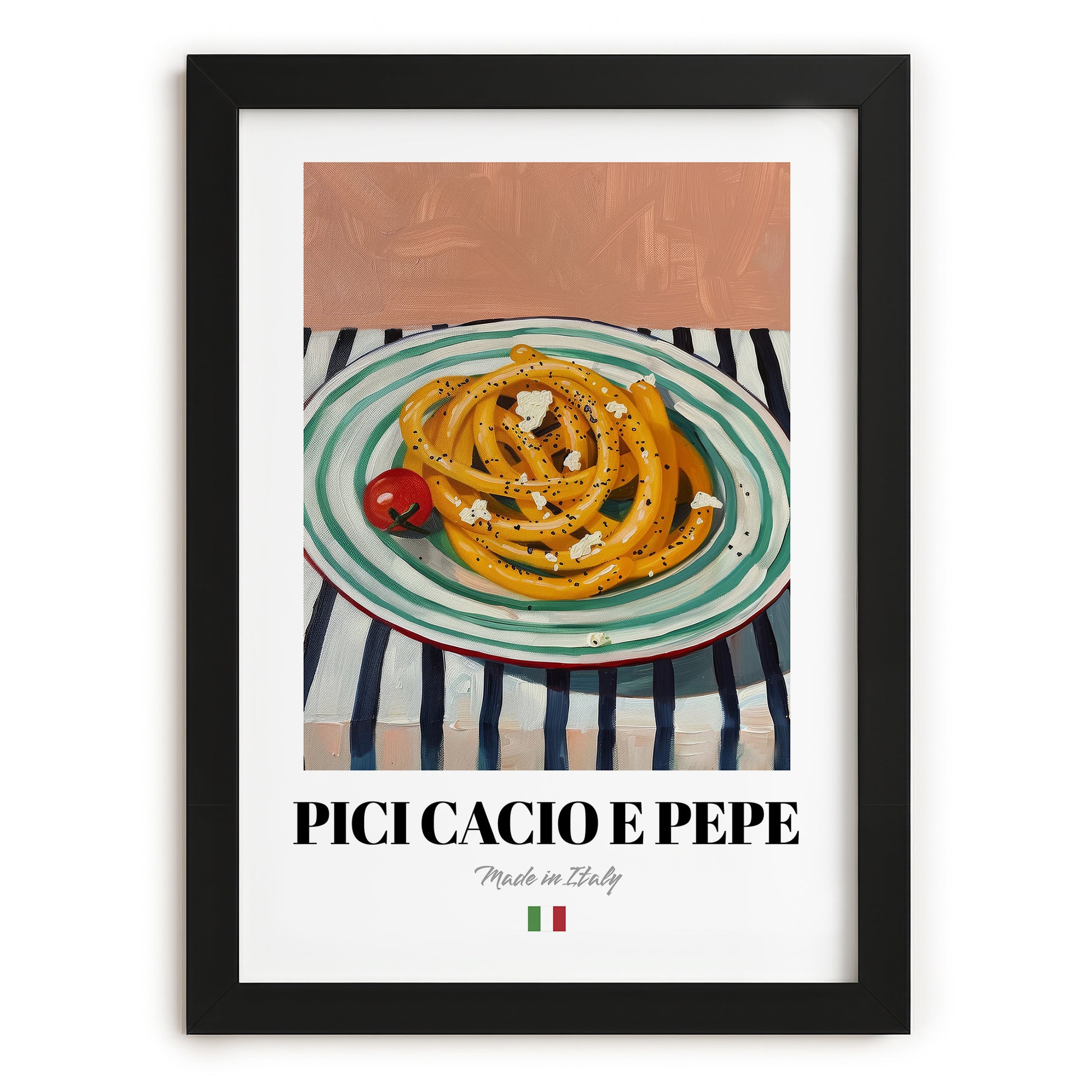 Pici Cacio e Pepe – Italian Pasta, Ristorante Poster, in sleek black frame