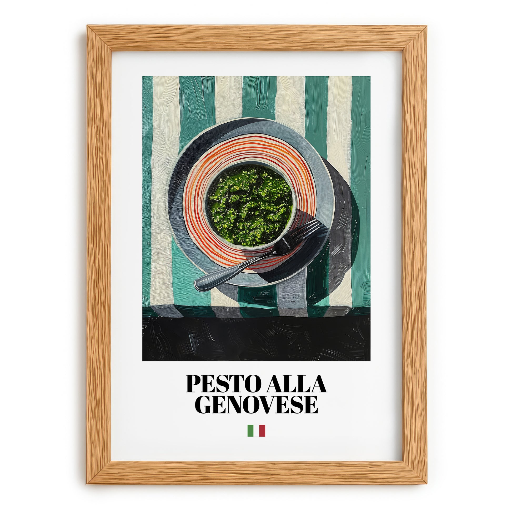 Pesto alla Genovese – Italian Pasta, Ristorante Painting, set in oak frame
