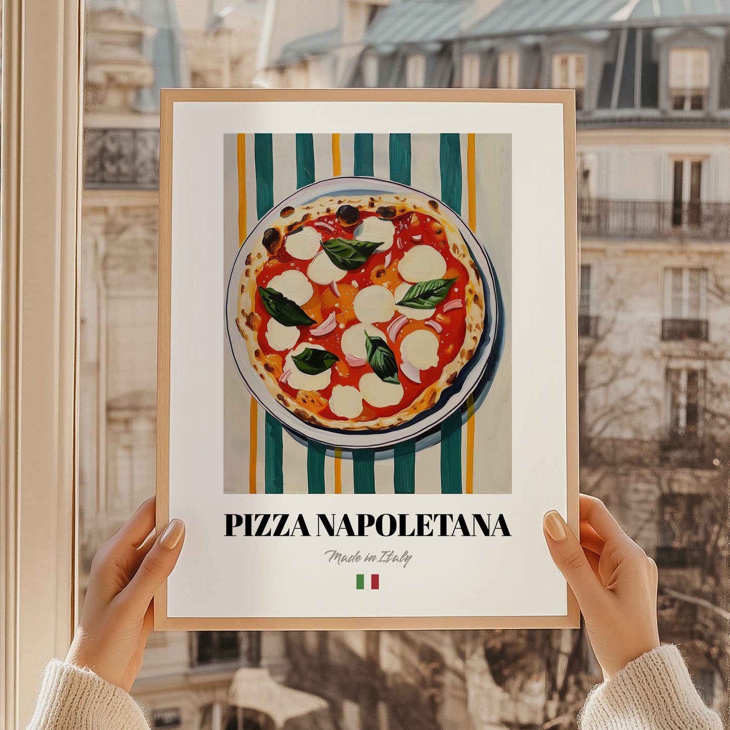 Pizza Napoletana – Italian Pizza, Pizzeria Still Life, styled in a charming Paris street view