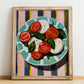Insalata Caprese – Italian Salad Dish, Farmhouse Kitchen Poster, no-text version framed in wood