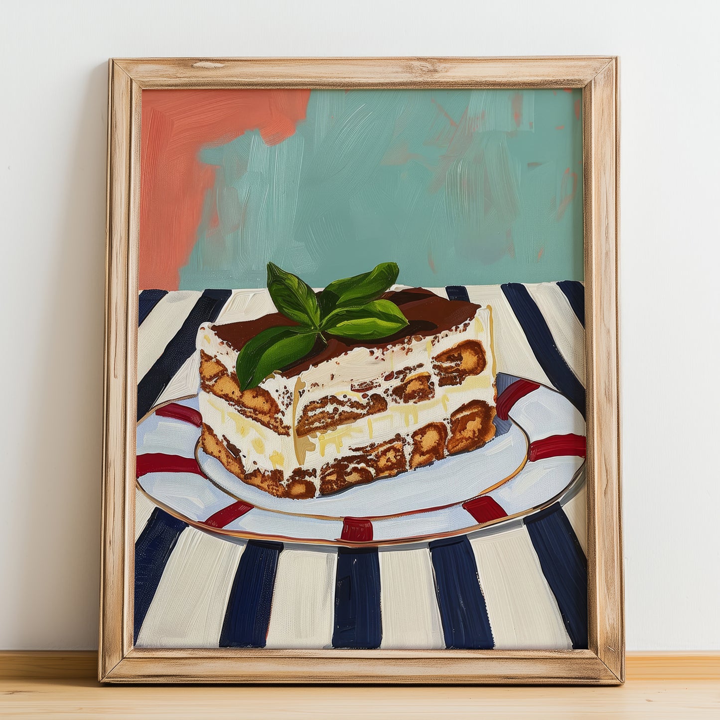 Tiramisu al Limoncello – Italian Dessert Dish, Bistro Wall Art, no-text version framed in wood
