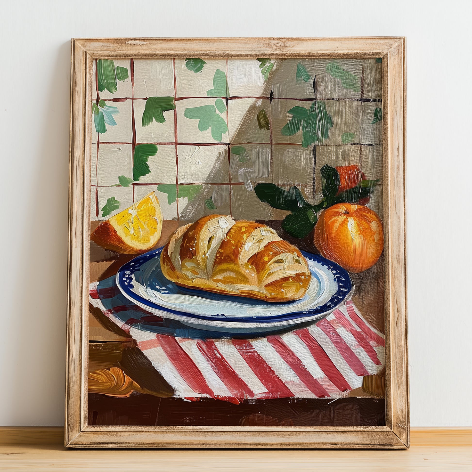 Ciabatta – Italian Bread Dish, Café Wall Art, no-text version framed in wood