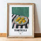 Tortelli – Italian Pasta, Trattoria Art, in wooden frame leaning on the floor