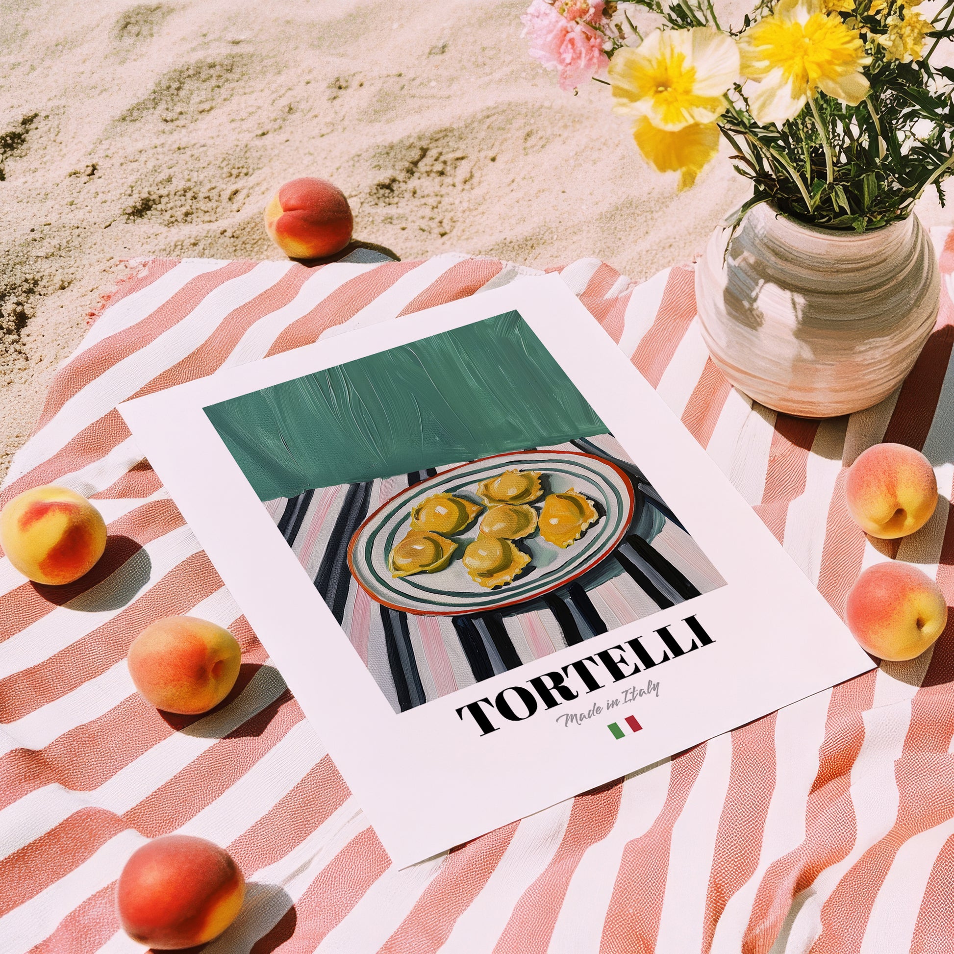 Tortelli – Italian Pasta, Trattoria Art, unframed on coastal sand