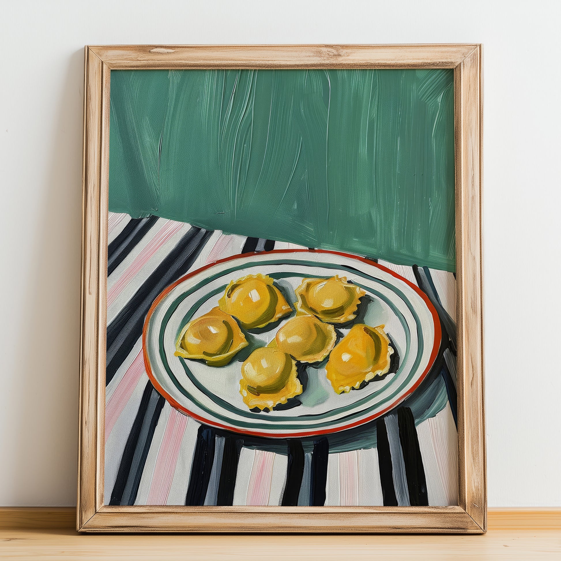 Tortelli – Italian Pasta, Trattoria Art, no-text version framed in wood