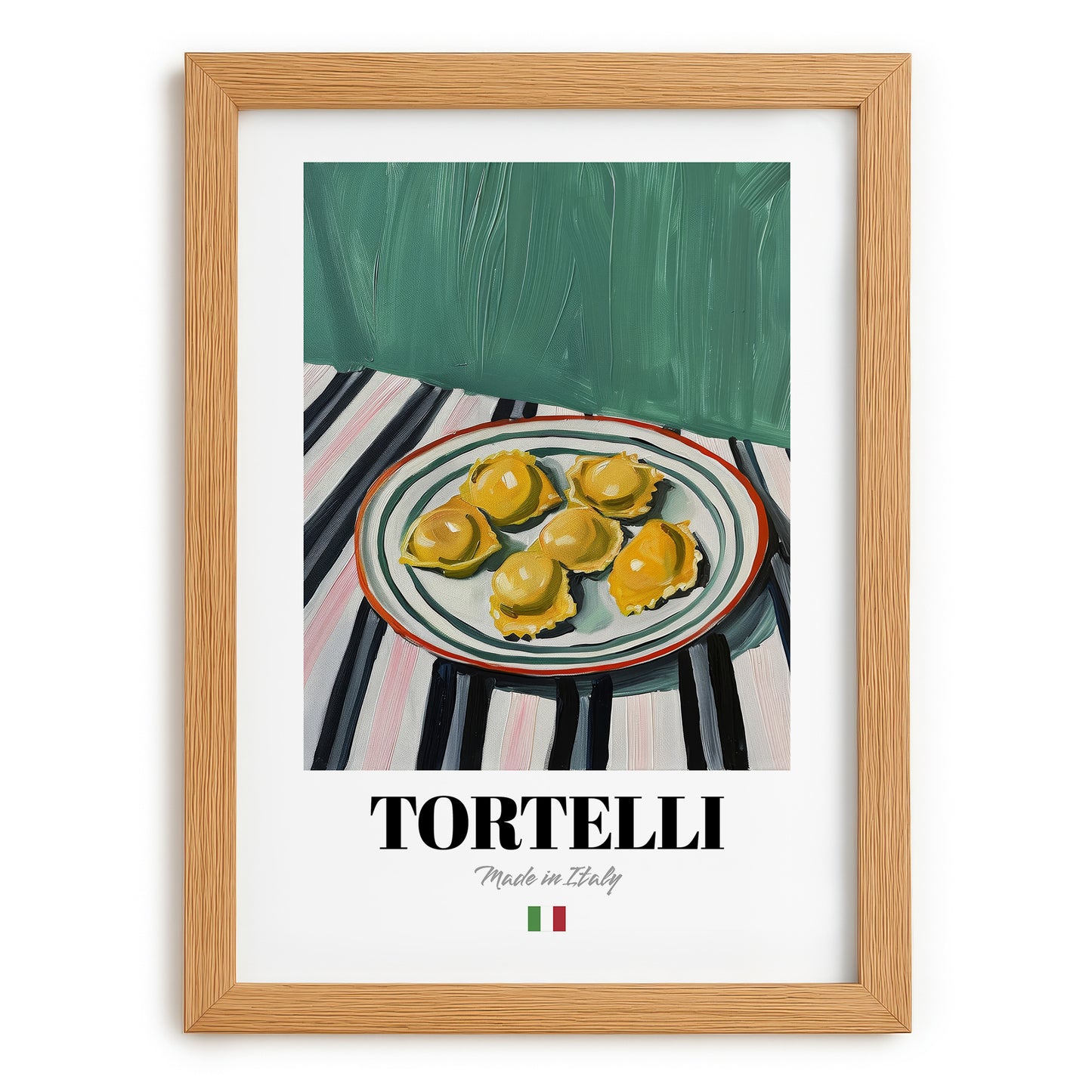 Tortelli – Italian Pasta, Trattoria Art, set in oak frame