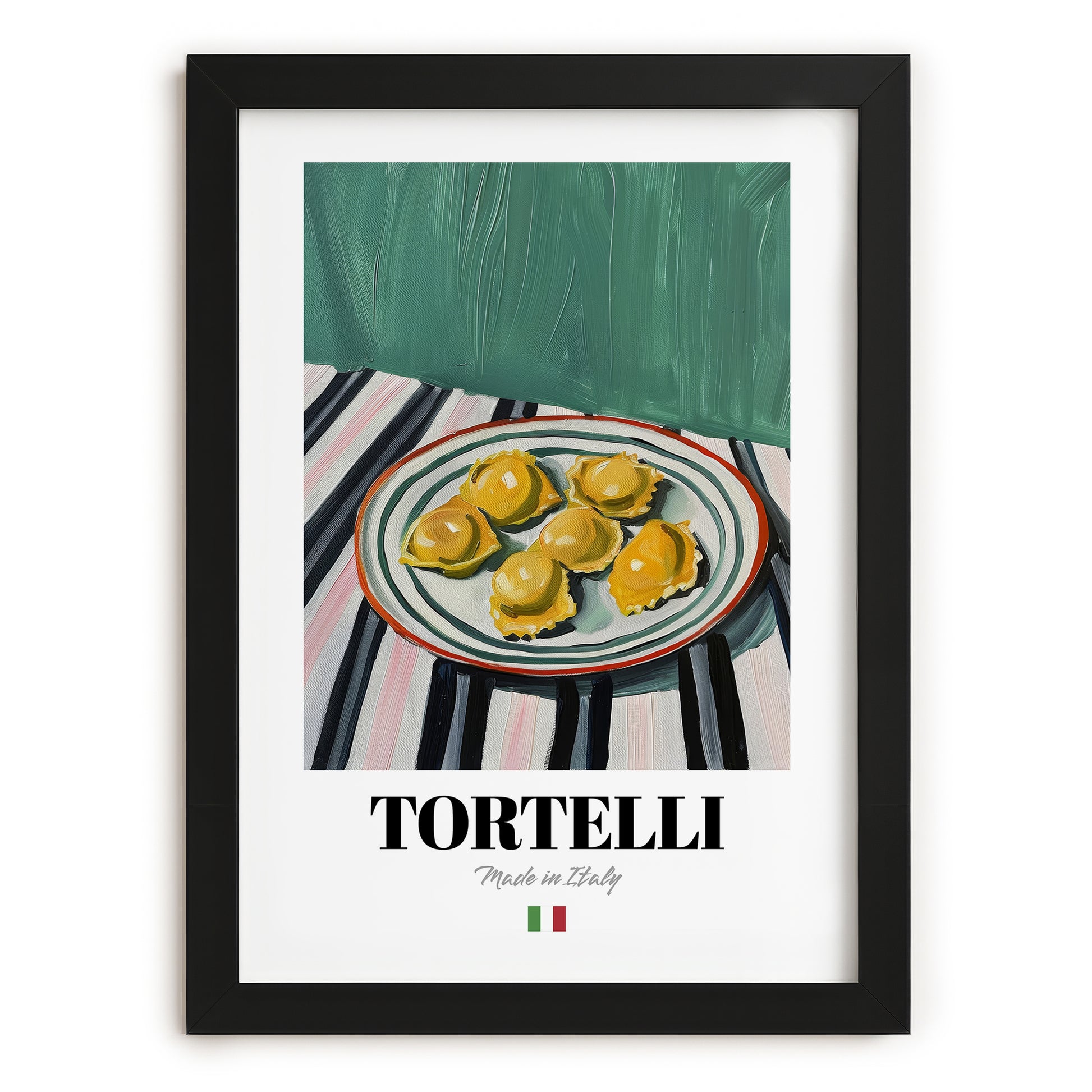 Tortelli – Italian Pasta, Trattoria Art, in sleek black frame