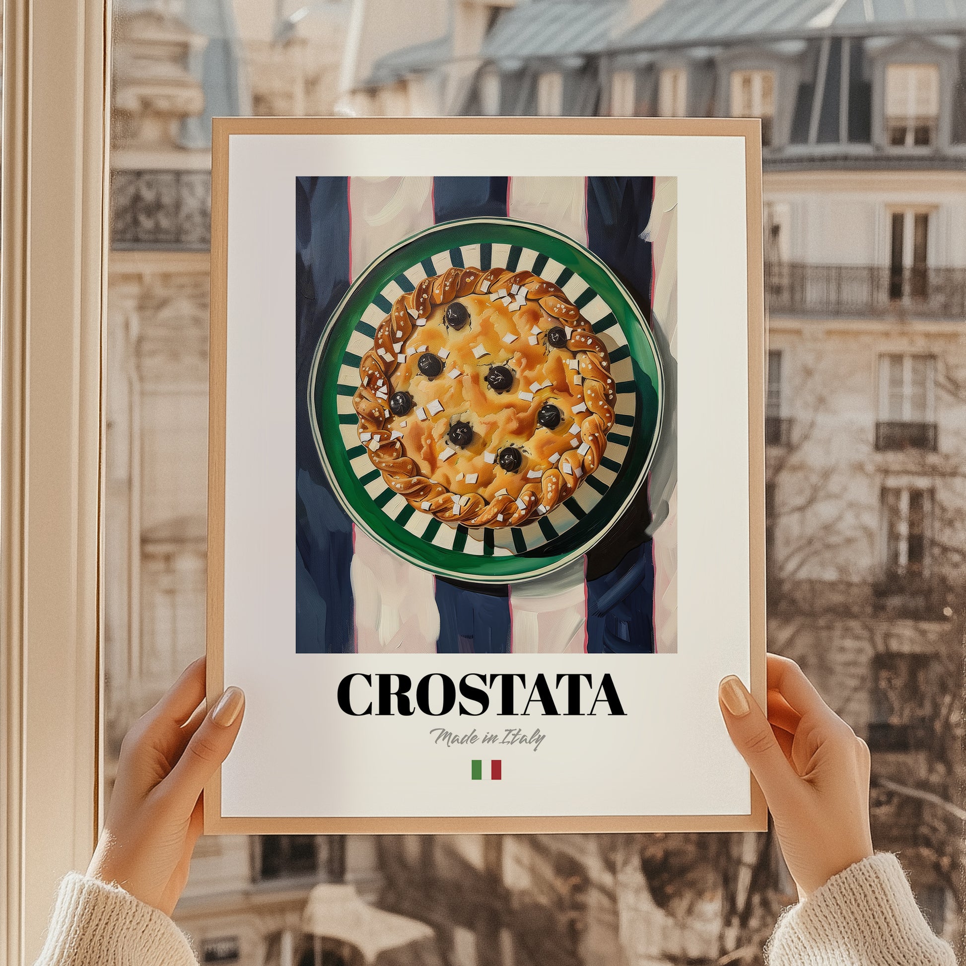 Crostata – Italian Dessert Dish, Fine Dining Restaurant Art, styled in a charming Paris street view