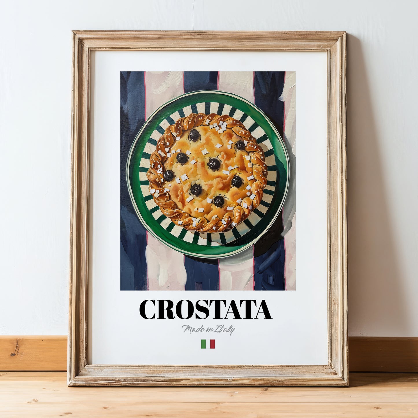 Crostata – Italian Dessert Dish, Fine Dining Restaurant Art, in wooden frame leaning on the floor