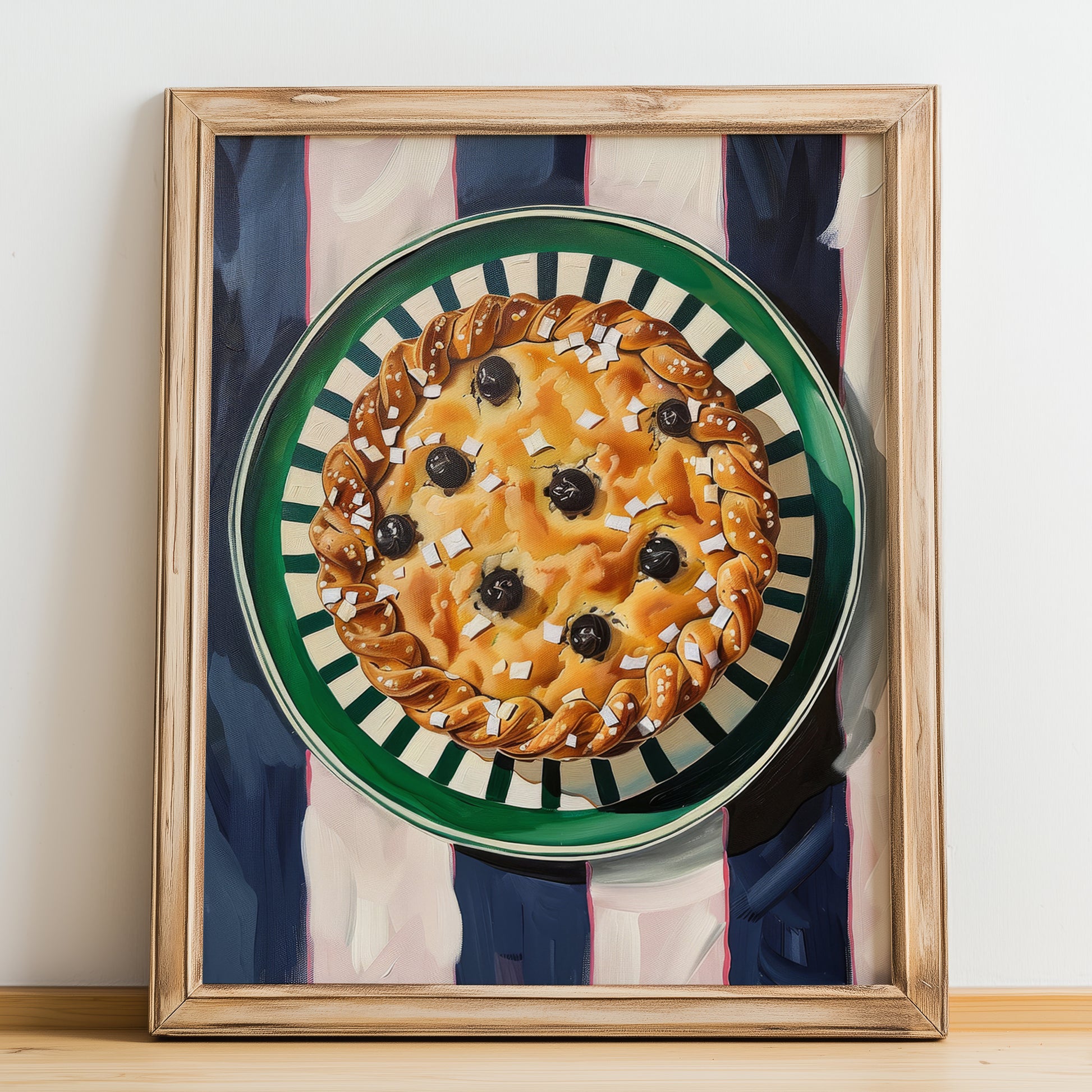 Crostata – Italian Dessert Dish, Fine Dining Restaurant Art, no-text version framed in wood