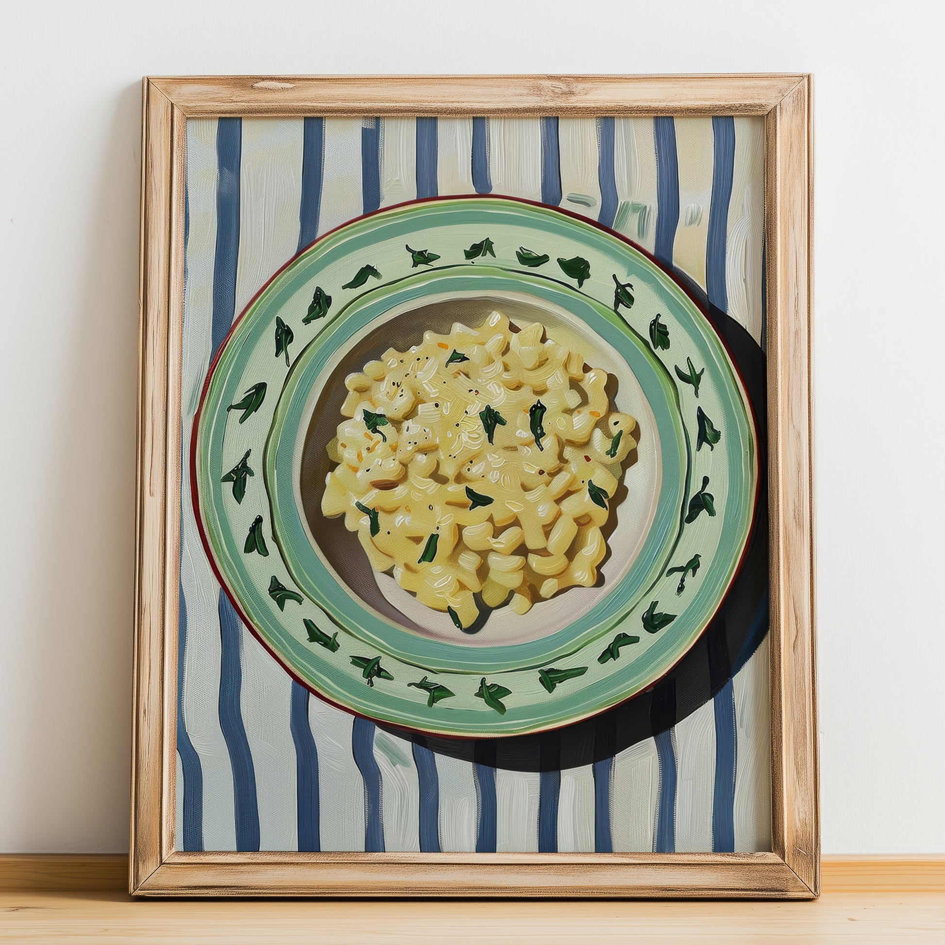 Risotto – Italian Stew Dish, Tavern Illustration, no-text version framed in wood
