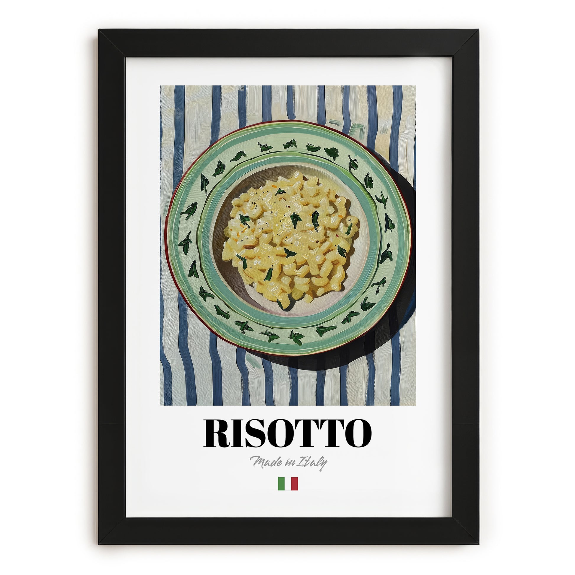Risotto – Italian Stew Dish, Tavern Illustration, in sleek black frame