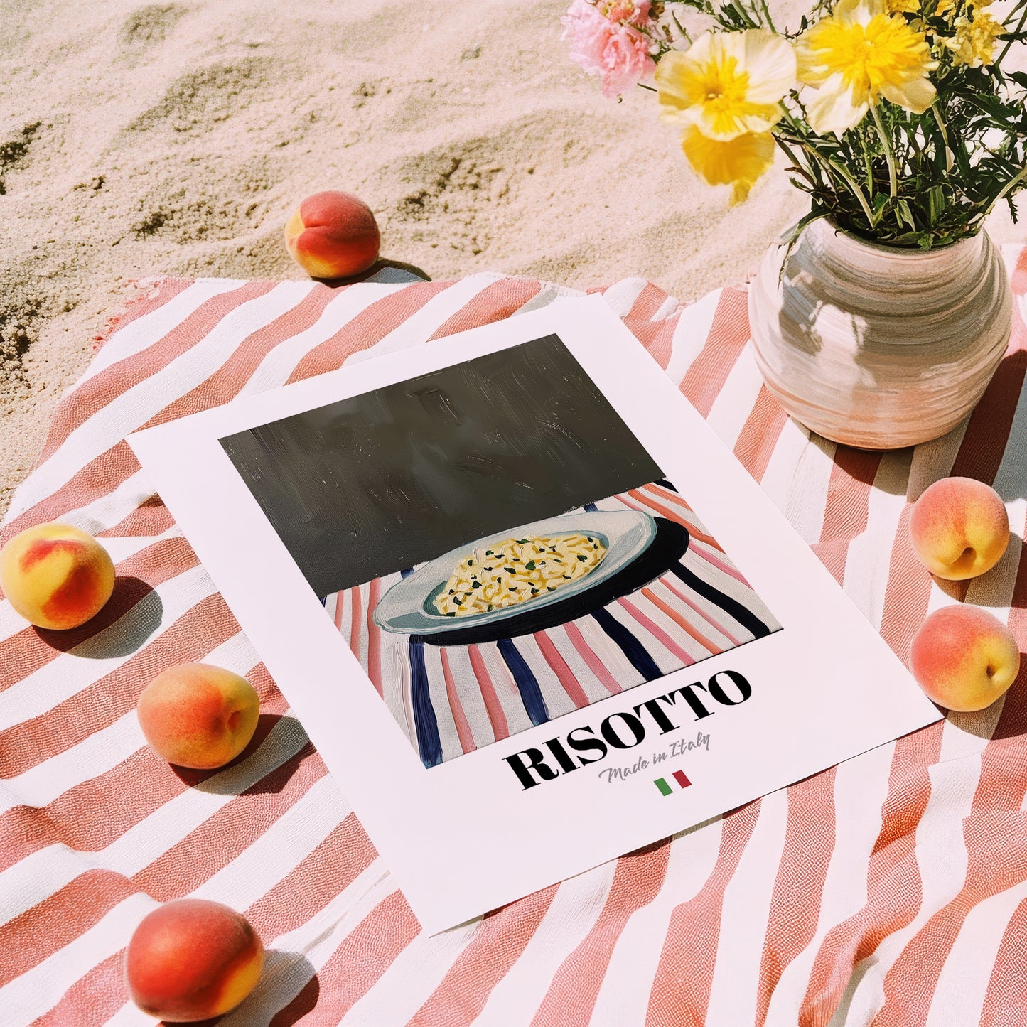 Risotto – Italian Stew Dish, Restaurant Still Life, unframed on coastal sand